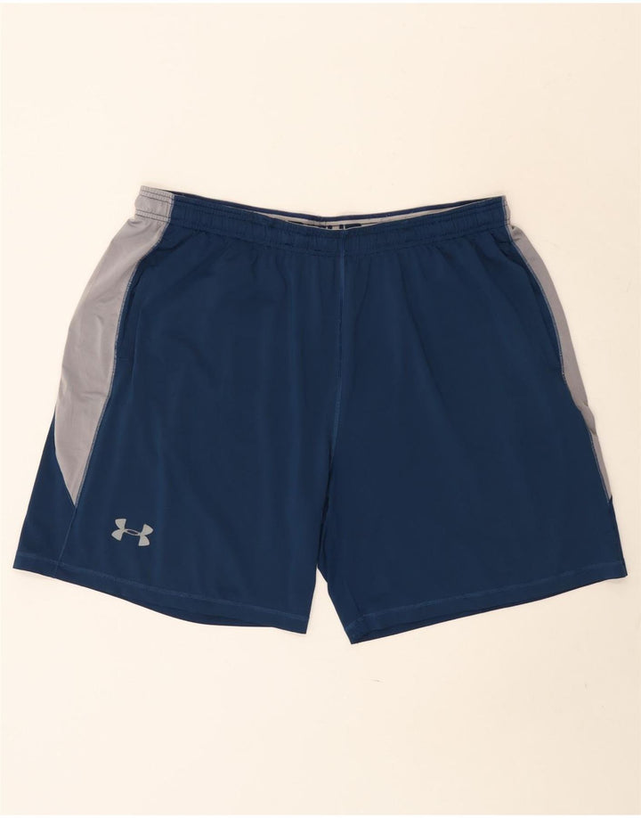 Under Armour Short de sport pour homme 2XL Bleu marine Colorblock Polyester