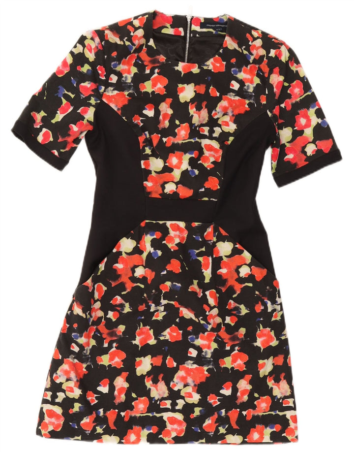 FRENCH CONNECTION Robe trapèze pour femme UK 8 Petit coton floral noir