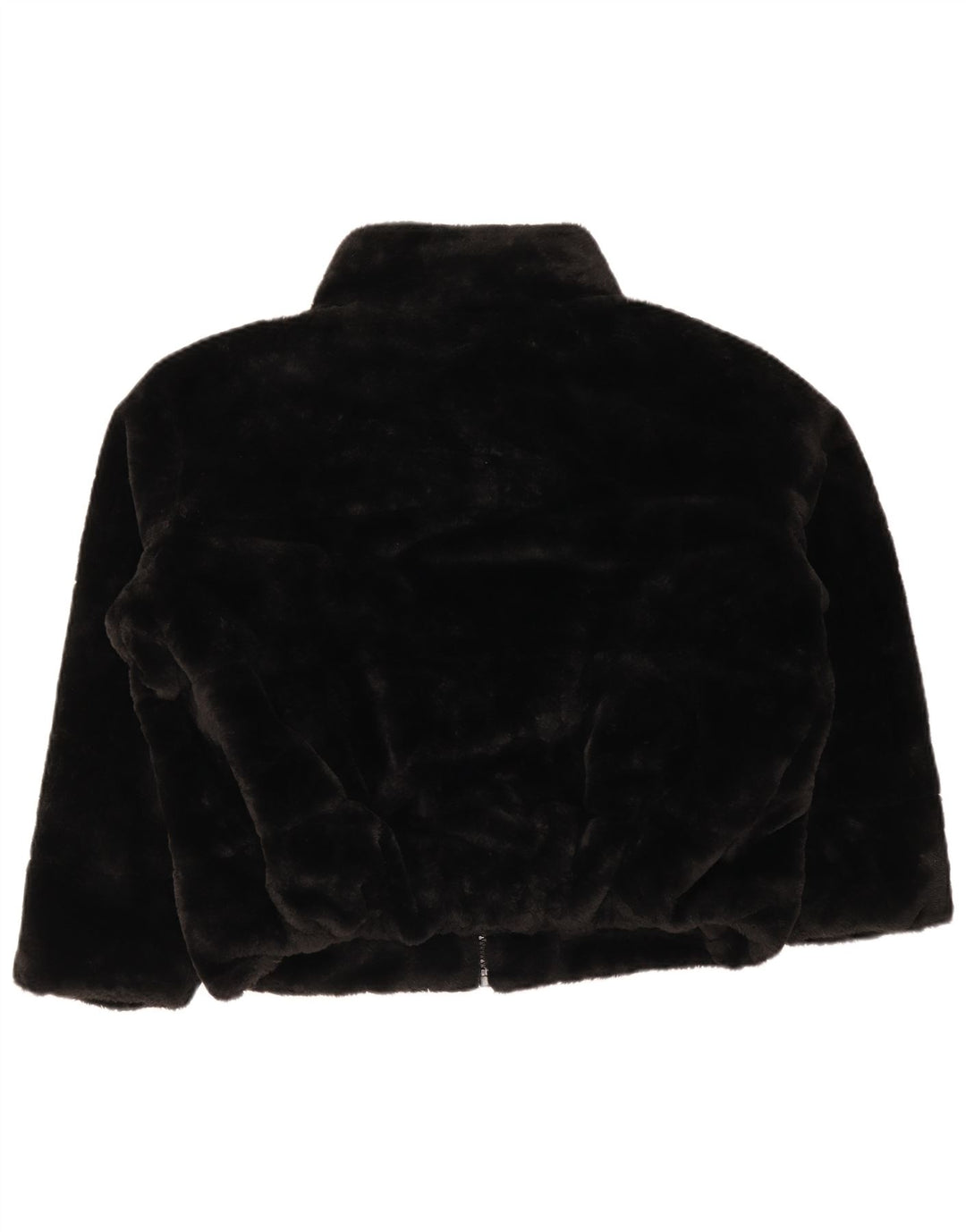 Zara Veste en fausse fourrure pour femme UK 16 Large Noir Polyester