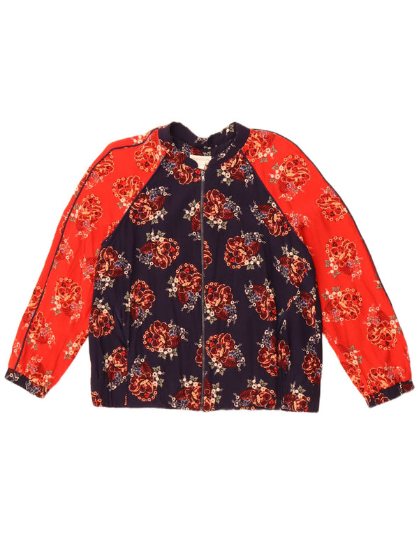 Monsoon Womens Shirt Blouse UK 14 Large Navy Blue Floral Viscose