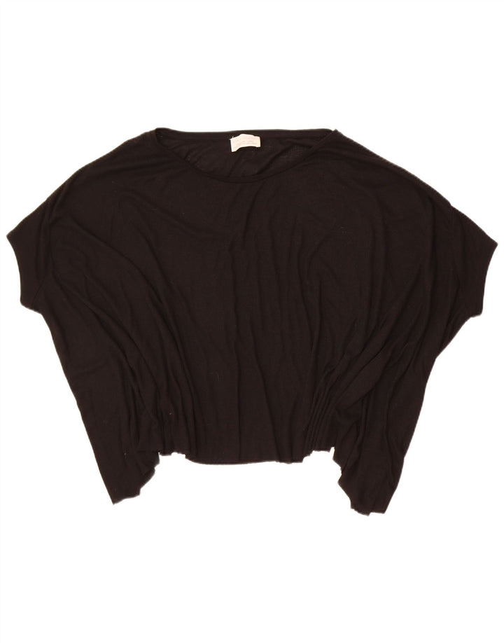 Zara Womens Batwing Blouse surdimensionnée Top UK 10 Small Noir Polyester