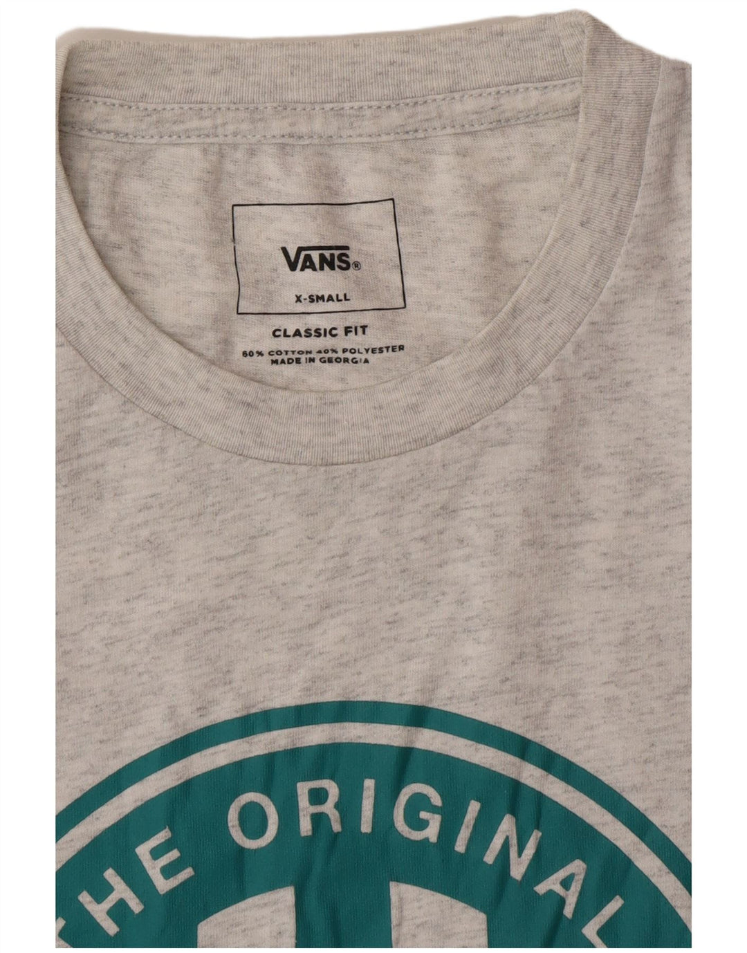 VANS T-shirt graphique coupe classique pour hommes XS gris coton moucheté