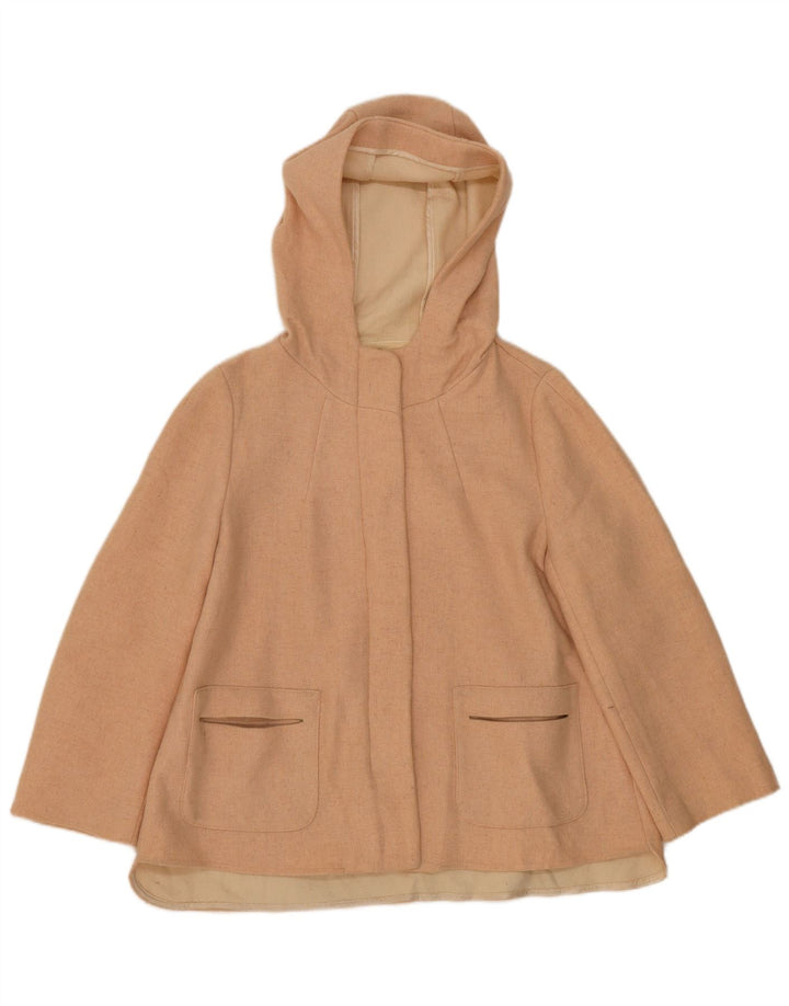 Zara Manteau à capuche pour femme UK 18 XL Laine Beige