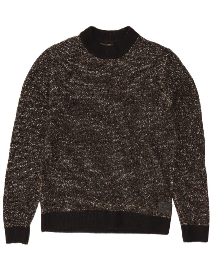 JACK & JONES Pull Col Rond Homme Noir Moyen Polyester Moucheté