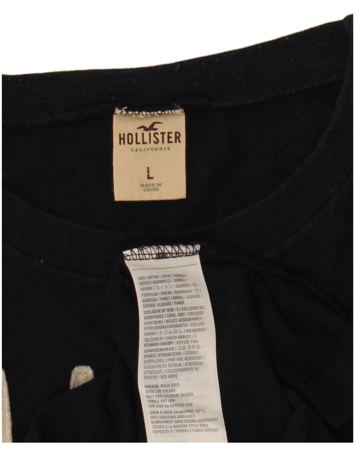 Hollister Haut graphique à manches longues pour hommes, grand coton noir