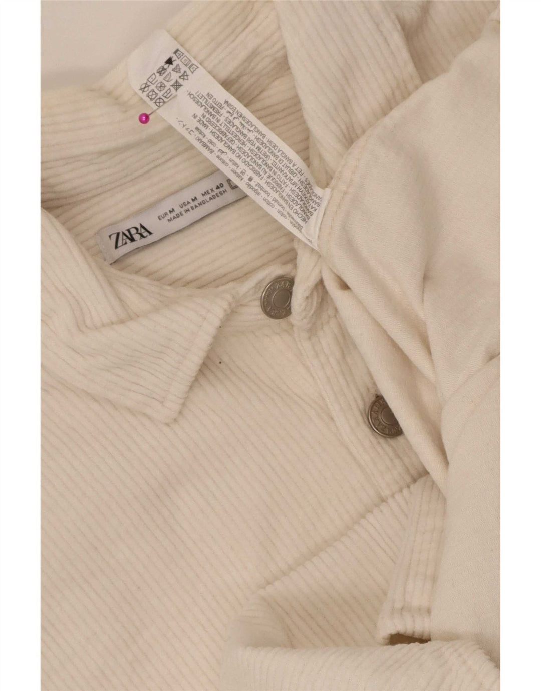 Zara Chemise En Velours Côtelé Coton Blanc Moyen