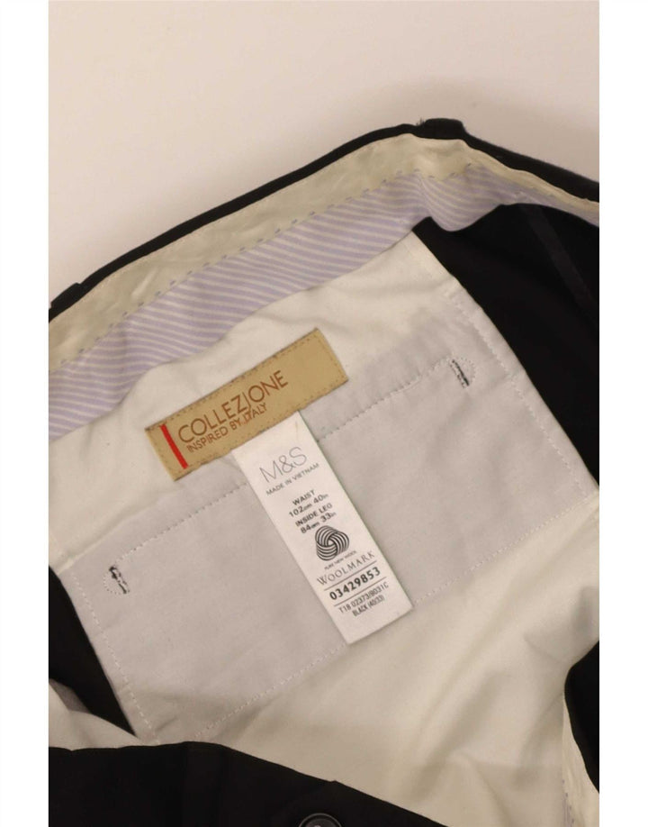 Marks & Spencer Pantalon de costume à chevilles pour femme W40 L33 Laine noire