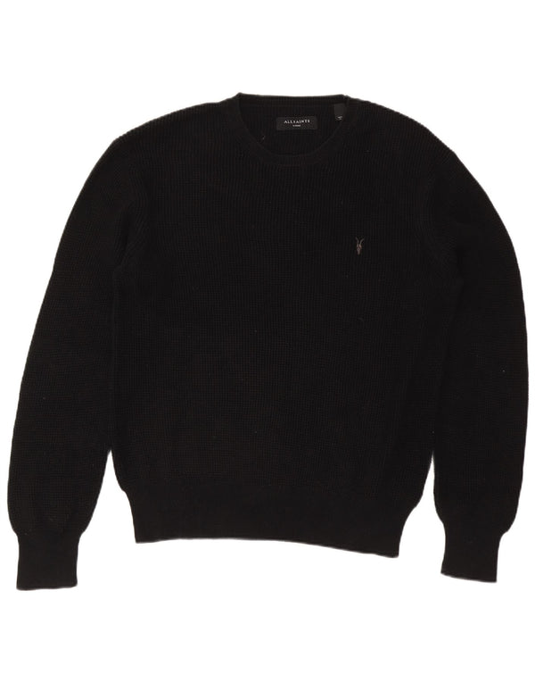 All Saints Pull à col rond pour homme en coton noir Large