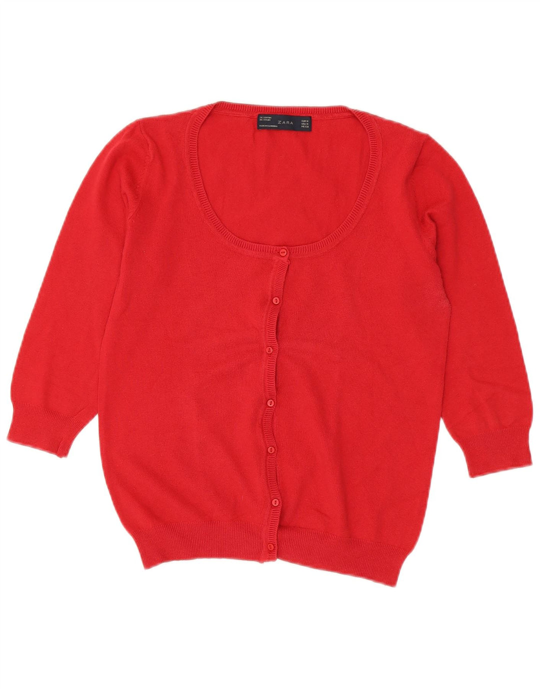 Zara Cardigan à manches 3/4 pour femme Rouge moyen UK 12