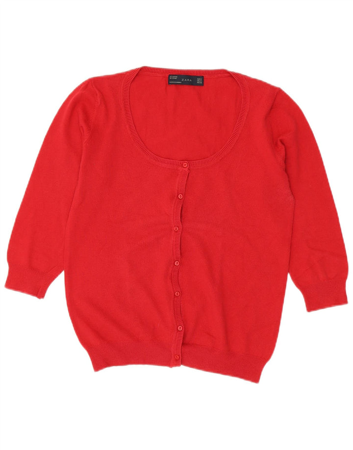Zara Cardigan à manches 3/4 pour femme Rouge moyen UK 12