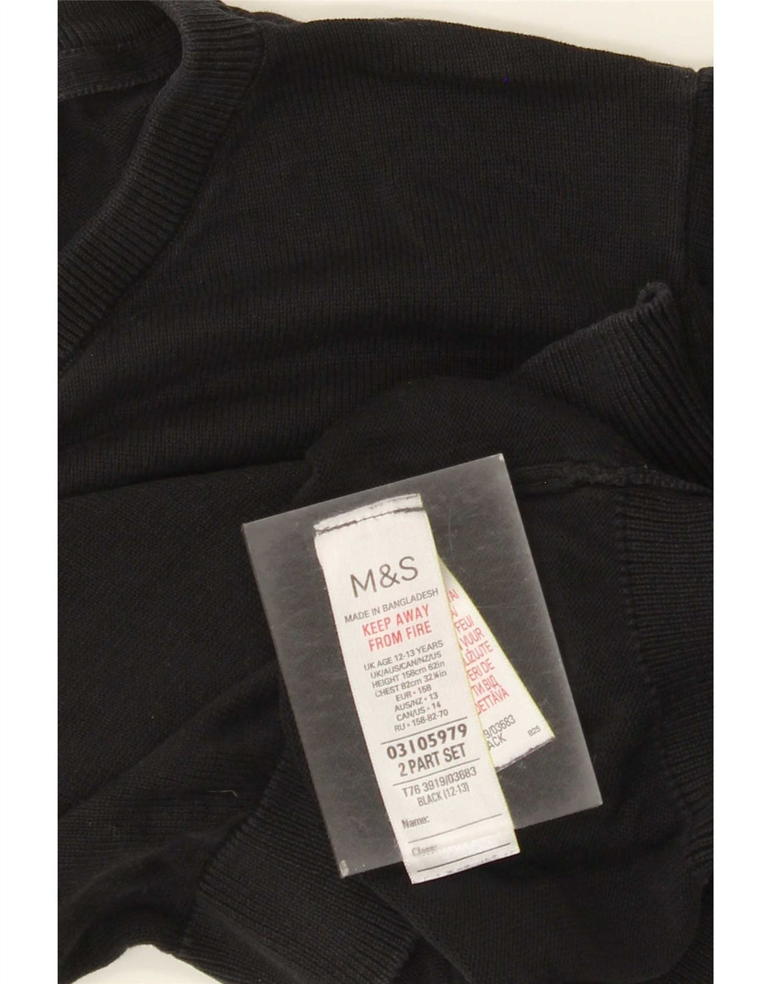 Marks & Spencer Sweat-Shirt Garçon 12-13 Ans Noir Coton