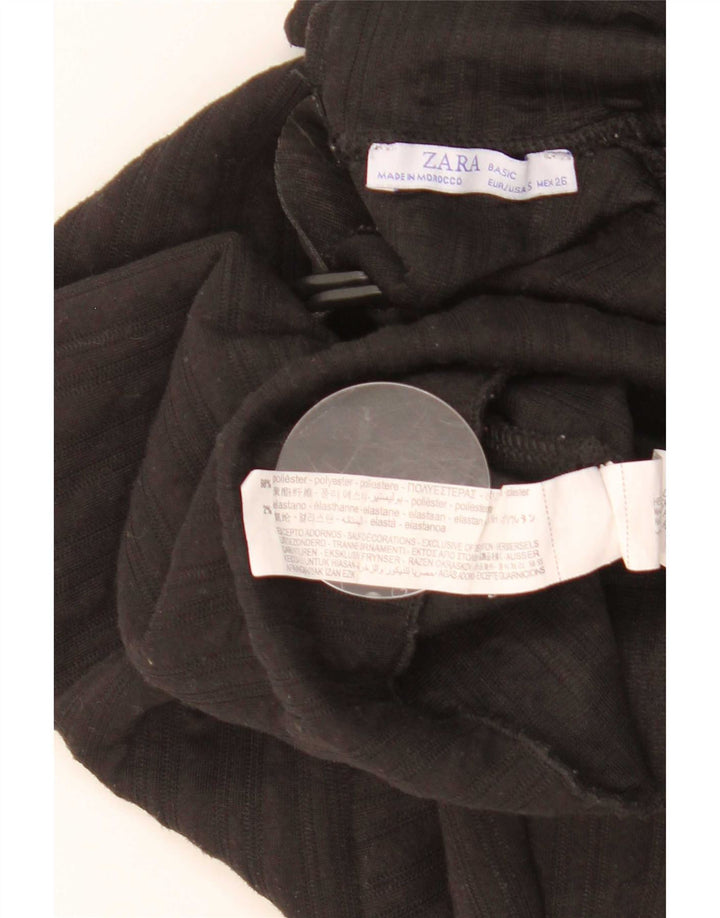 Zara Femme Haut Oversize Graphique à Manches Longues UK 10 Petit Noir