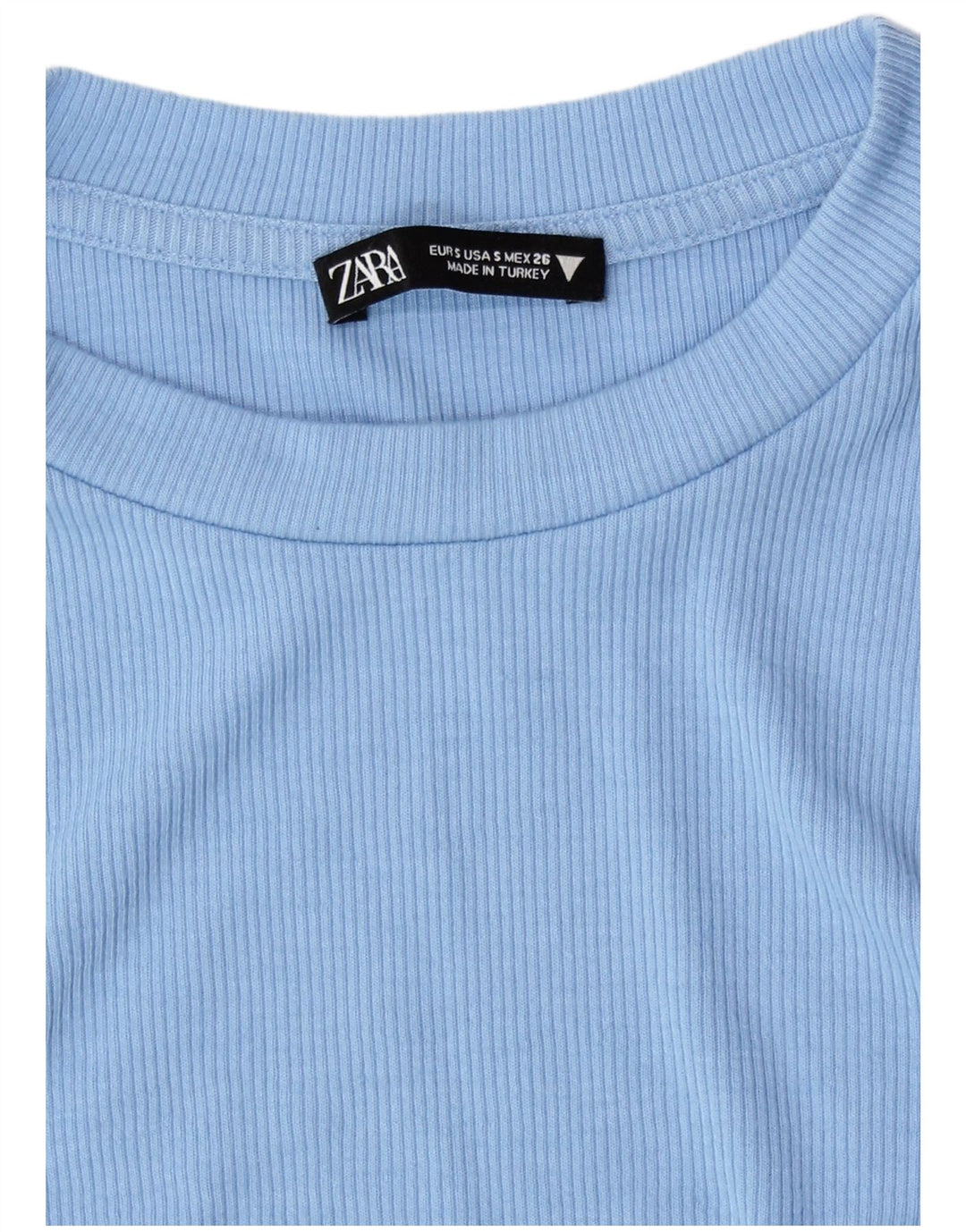 Zara Womens Crop Long Sleeve Blouse Top UK 8 Petit Bleu Polyester
