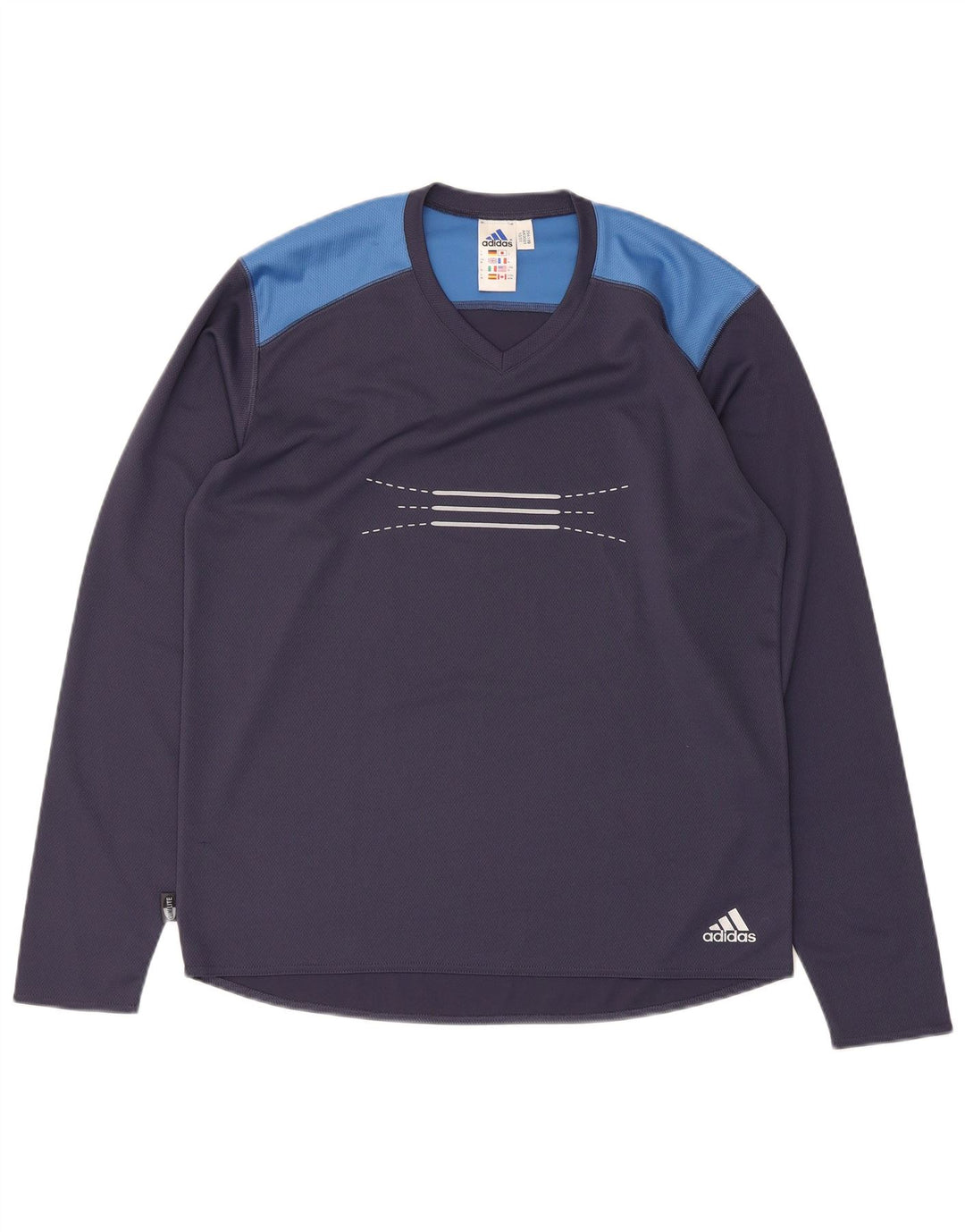 Adidas Haut à manches longues Climalite Graphic pour homme Bleu marine moyen Colourblock
