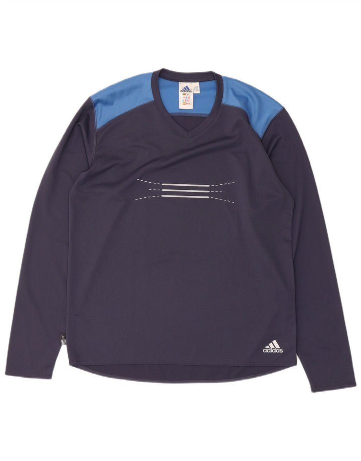 Adidas Haut à manches longues Climalite Graphic pour homme Bleu marine moyen Colourblock