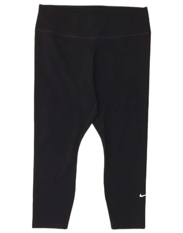 NIKE Legging Capri Dri Fit pour femme UK 14 Large Noir Polyester