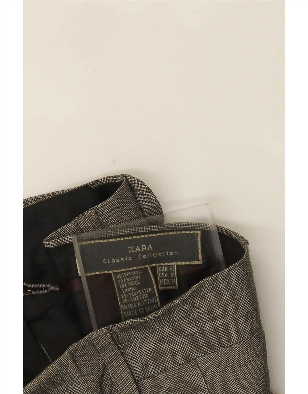 Zara Pantalon de costume à chevilles pour homme EU 40 Medium W31 L30 Gris Rayonne à carreaux