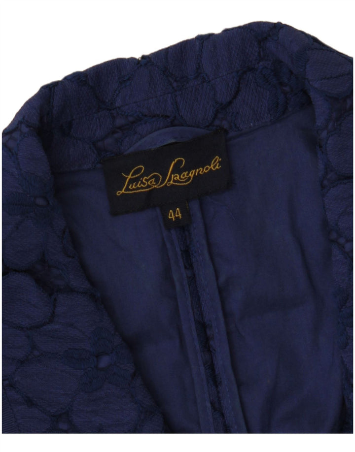 LUISA SPAGNOLI Veste blazer courte à manches 3/4 pour femme IT 44 Bleu marine moyen