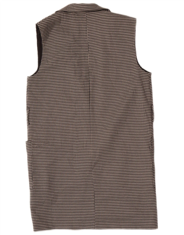 Zara Gilet long surdimensionné pour femme UK 10 Petit pied-de-poule noir