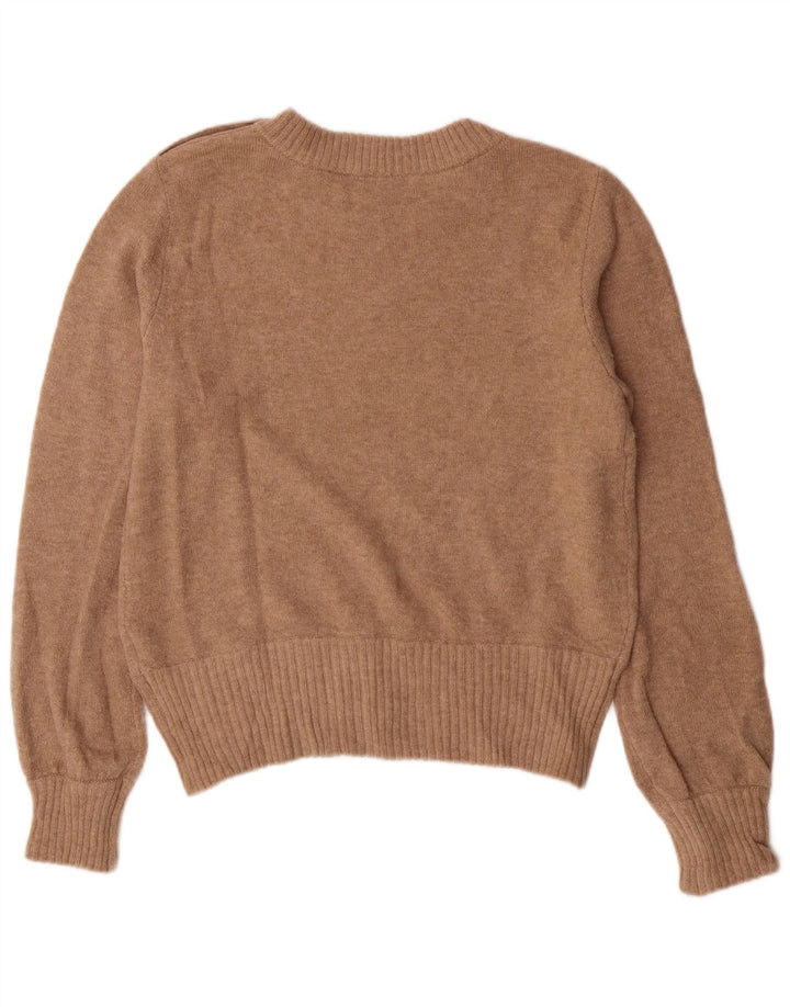 J. CREW Pull à col rond pour femme UK 14 Nylon marron moyen