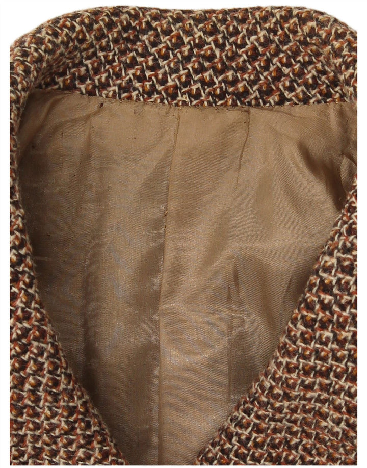 vintage Femme Double Breasted Coat UK 14 Brun Moyen