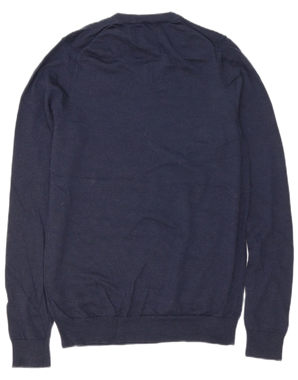 Marks & Spencer Pull col V pour homme en laine mérinos bleu marine Taille S