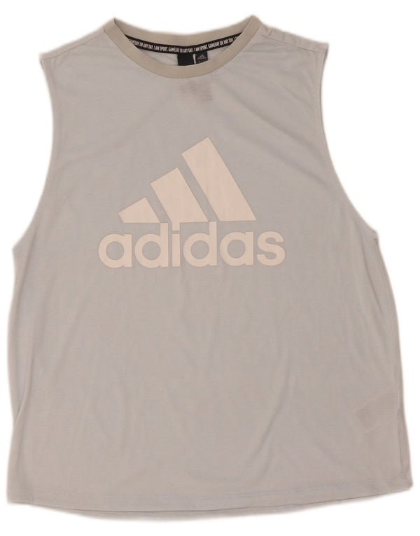 Adidas Débardeur Graphique Femme UK 12/14 Bleu Moyen Polyester