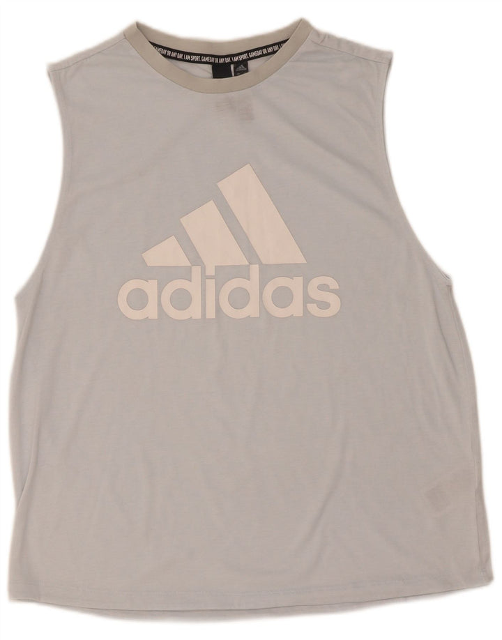 Adidas Débardeur Graphique Femme UK 12/14 Bleu Moyen Polyester