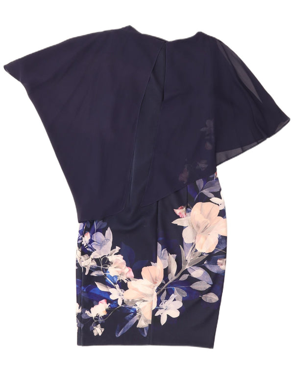 Coast Robe fourreau asymétrique pour femme UK 10 Petit Bleu Marine Floral Polyester