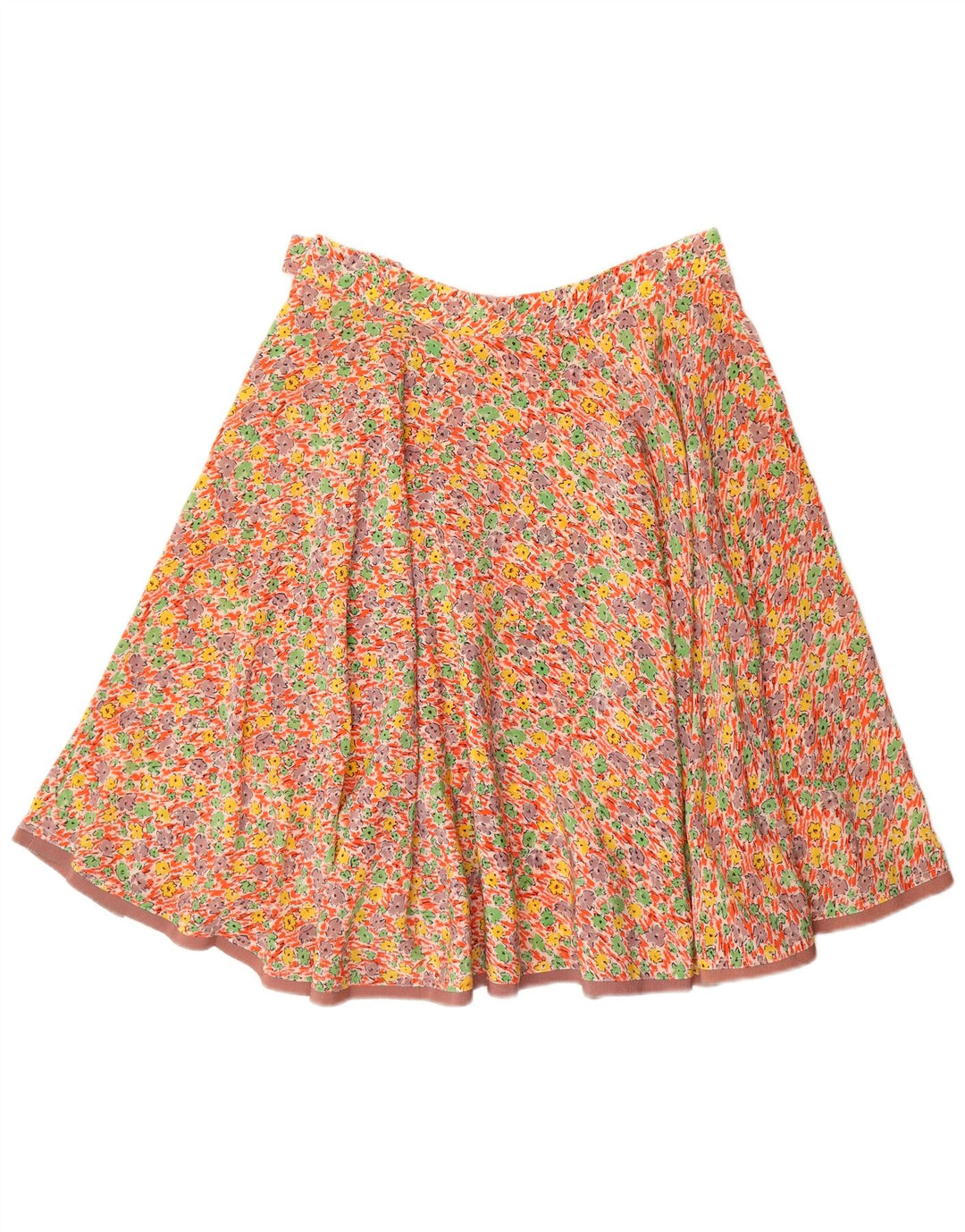 VINTAGE Jupe trapèze femme W32 Grand motif floral multicolore