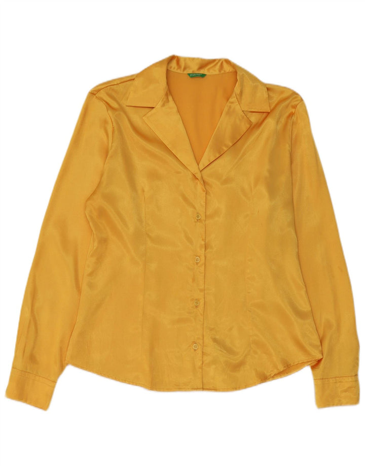 Benetton Chemise Chemisier IT 46 Large Jaune Polyester Femme
