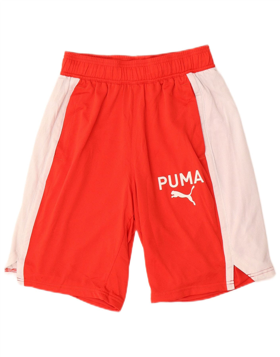 PUMA Short de sport graphique pour hommes, petit, rouge, color block, en polyester