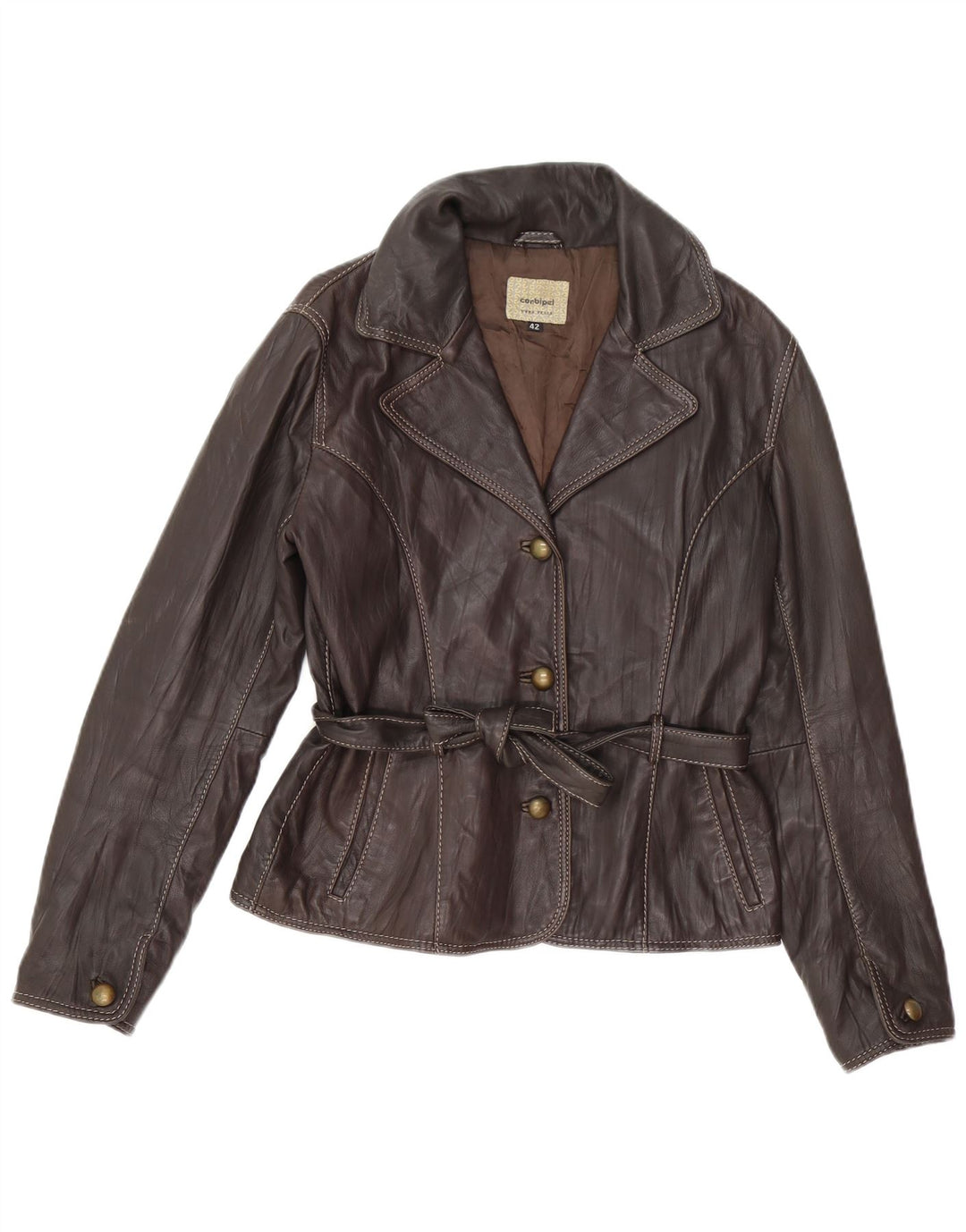 CONBIPEL Veste en Cuir Femme IT 42 Cuir Marron Moyen
