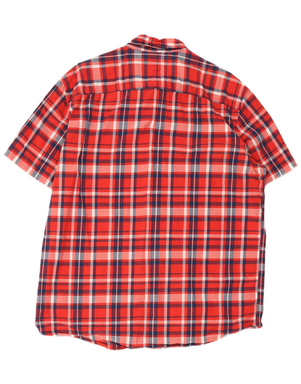 Tommy Hilfiger Chemise à manches courtes pour homme Coupe classique XL Rouge à carreaux en coton