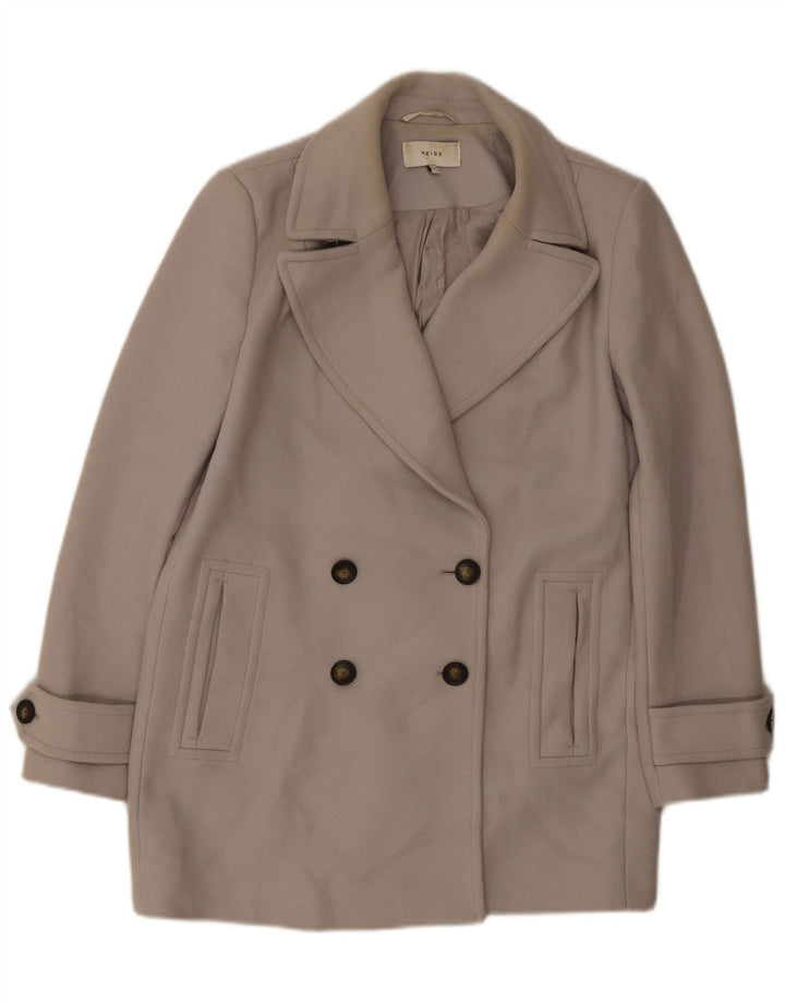 Reiss Manteau court à double boutonnage pour femme UK 14 Large Gris Laine