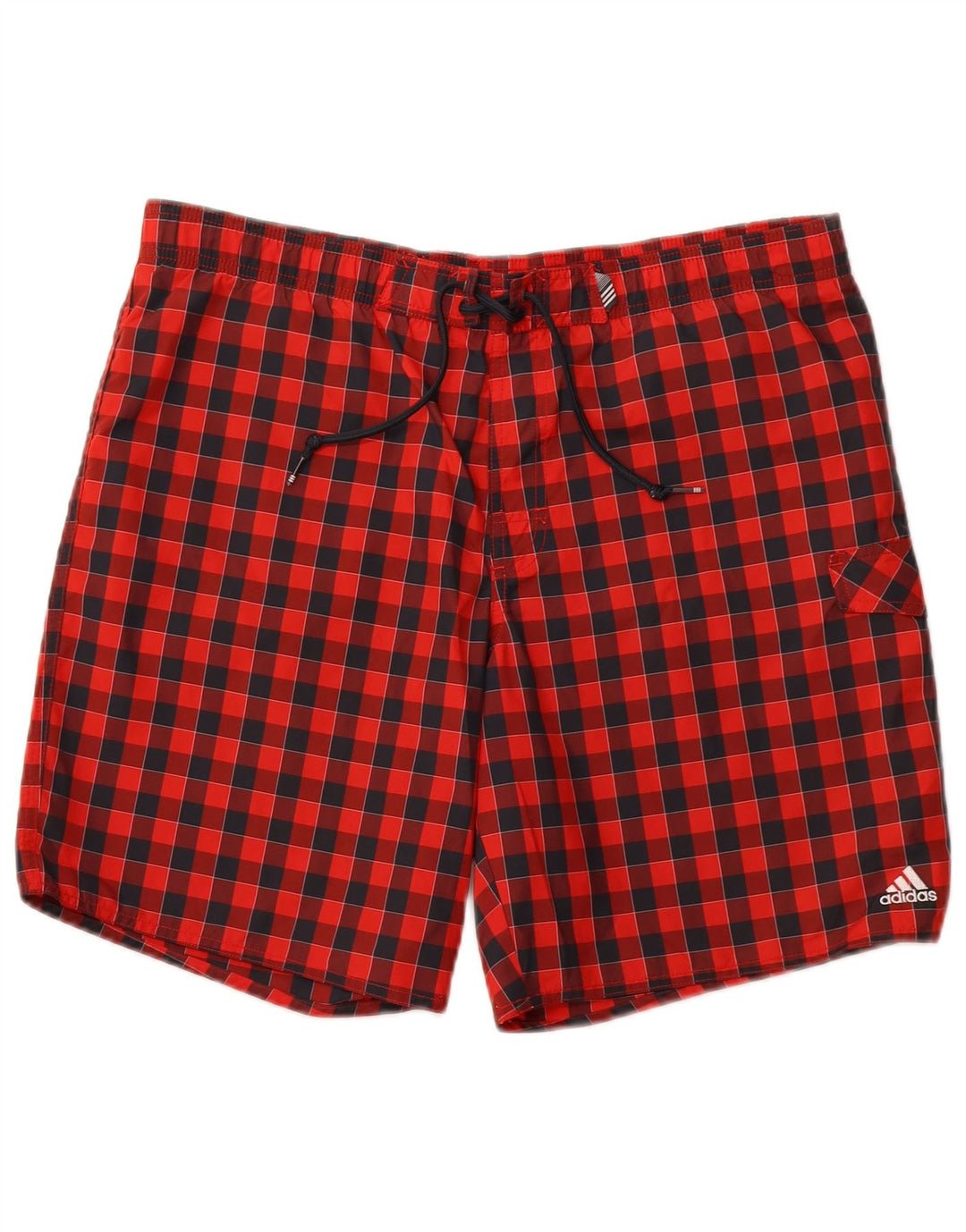 ADIDAS Short de bain homme en polyester vichy rouge moyen