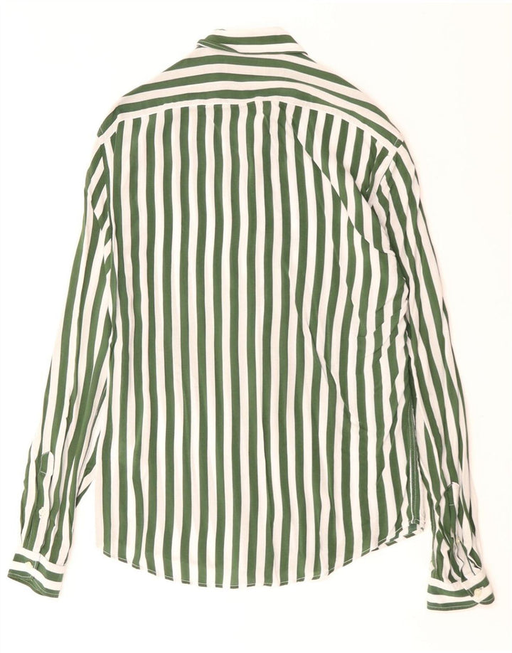 ZARA Homme Chemise Slim Fit Petite Viscose Rayée Verte
