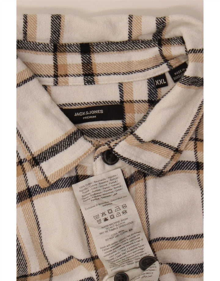 Jack & Jones Chemise en flanelle pour homme 2XL en coton à carreaux blancs