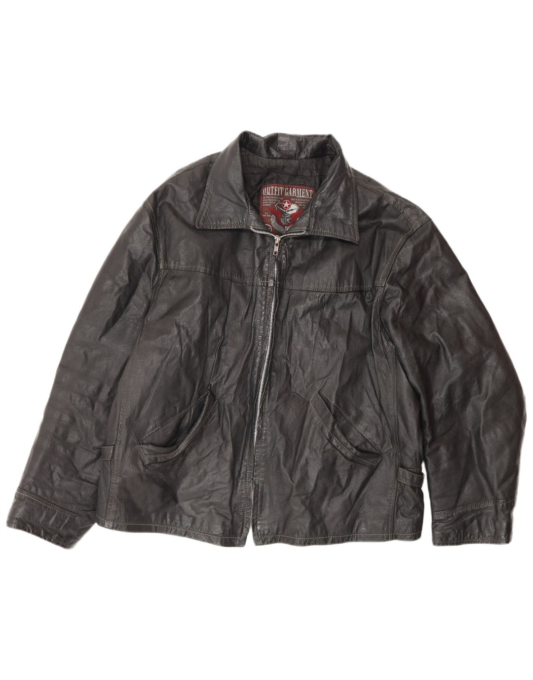 VINTAGE Veste en cuir homme IT 50 Grand cuir noir