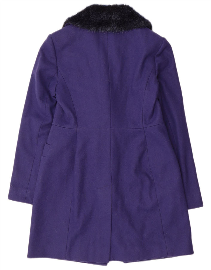 French Connection Manteau croisé pour femme UK 10 Petite laine violette