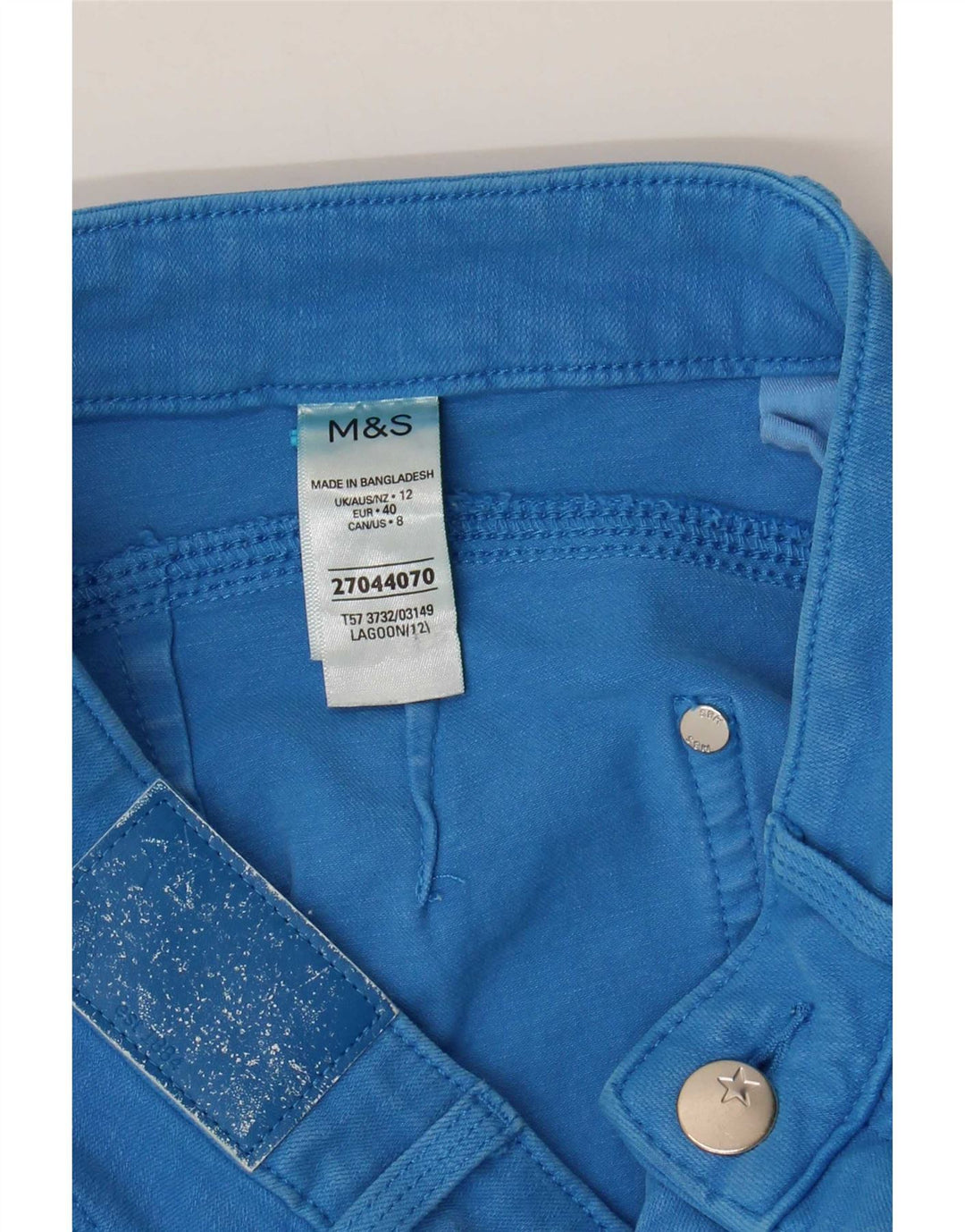 Marks & Spencer Bermuda en jean pour femme UK 12 Medium W28 Bleu Coton