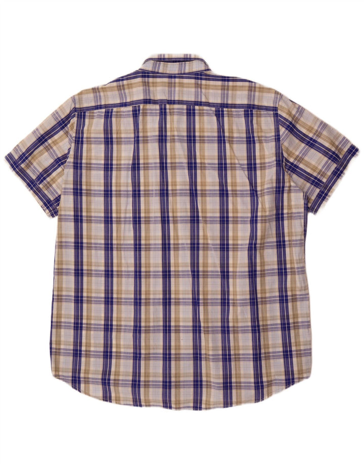 Carrera Chemise à manches courtes pour homme Coupe régulière 3XL Bleu à carreaux en coton