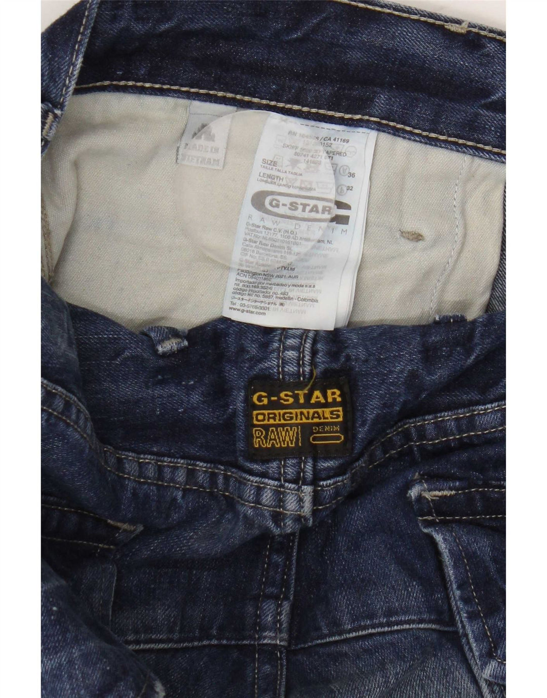 G-Star Jean droit homme W36 L32 bleu patchwork coton