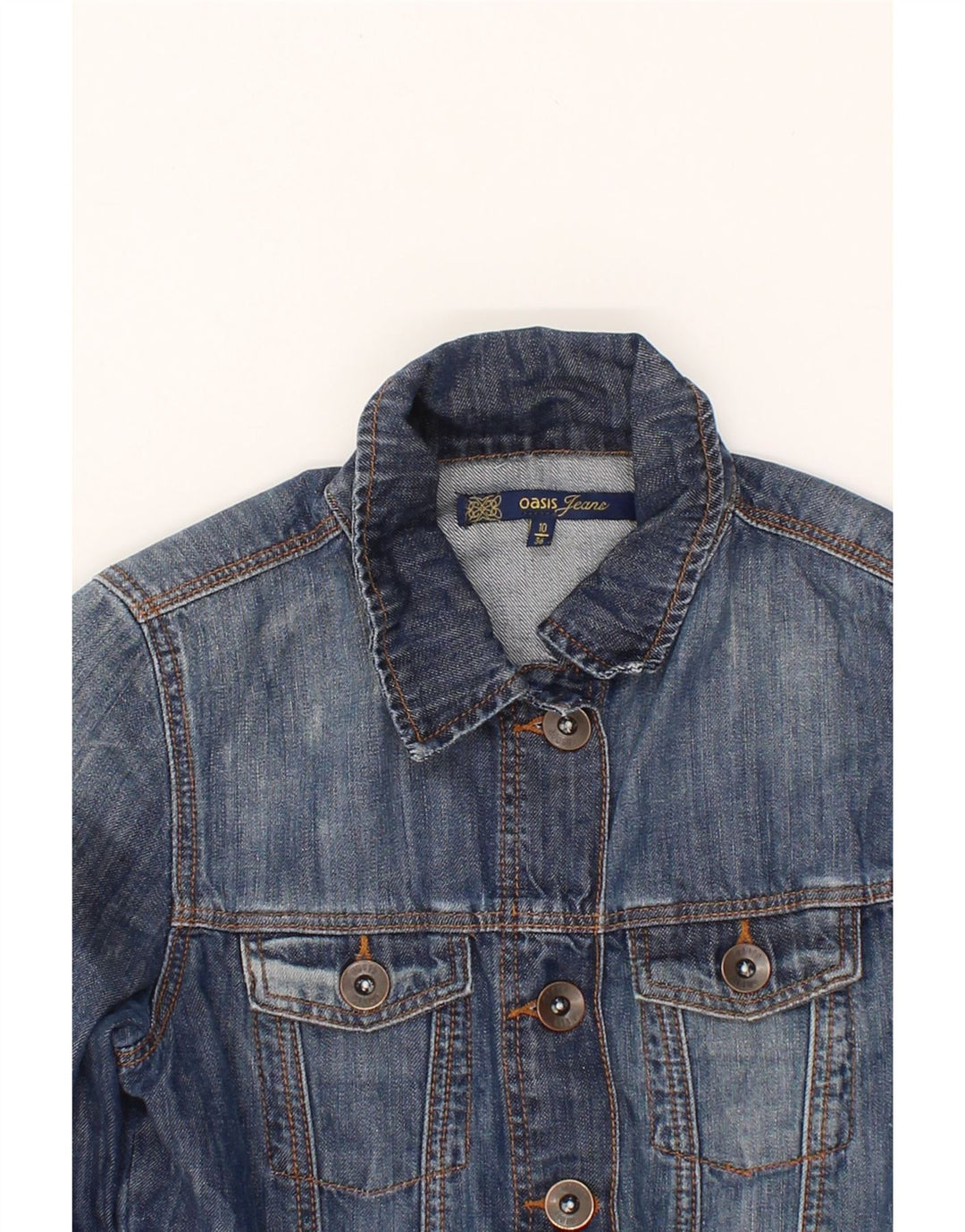 OASIS Womens Crop Denim Jacket UK 10 Small Blue Cotton Vintage Oasis and Second-Hand Oasis from Messina Hembry 