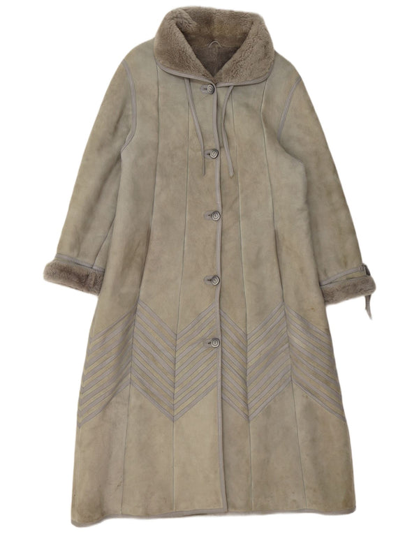 vintage Femme Shearling Coat EU 40 Peau d’agneau gris moyen