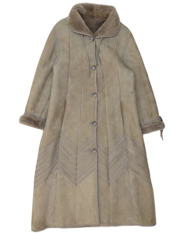 vintage Femme Shearling Coat EU 40 Peau d’agneau gris moyen