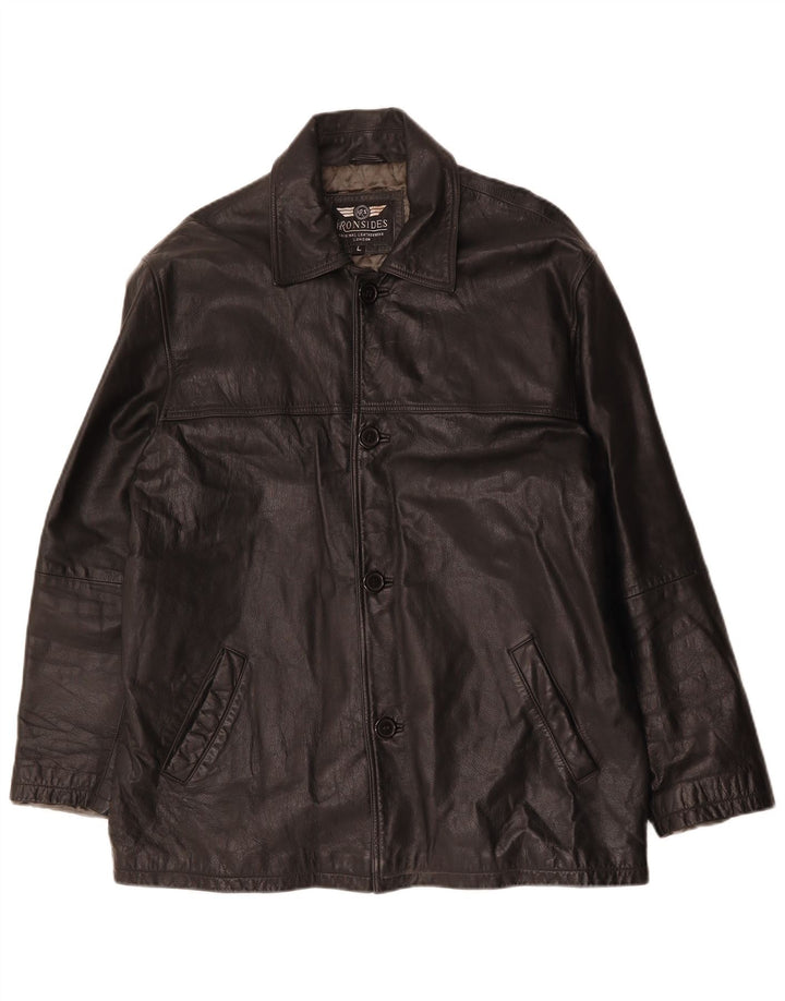 Ironsides Veste en cuir pour homme UK 40 Grand cuir noir