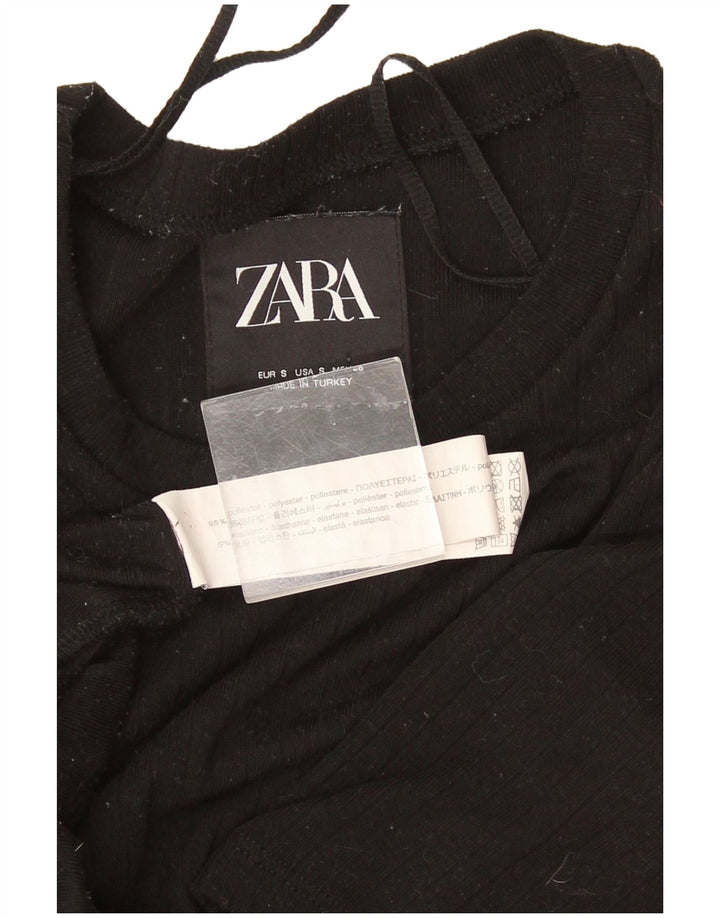 Zara Femme Maxi Robe UK 8 Petit Noir Polyester