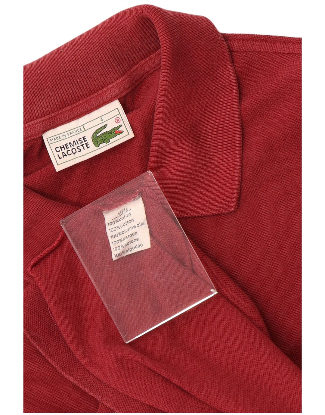 LACOSTE Polo Homme Taille 4 Coton Rouge Moyen