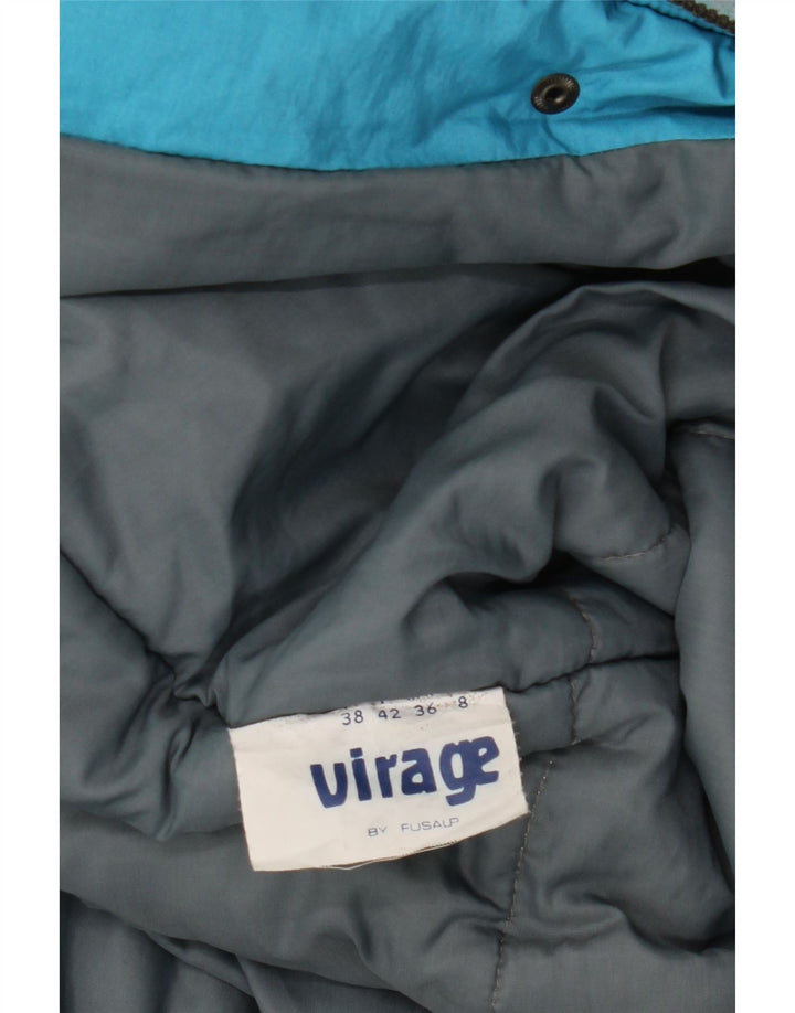 VINTAGE Veste coupe-vent à motif abstrait pour femme IT 42 Bleu moyen